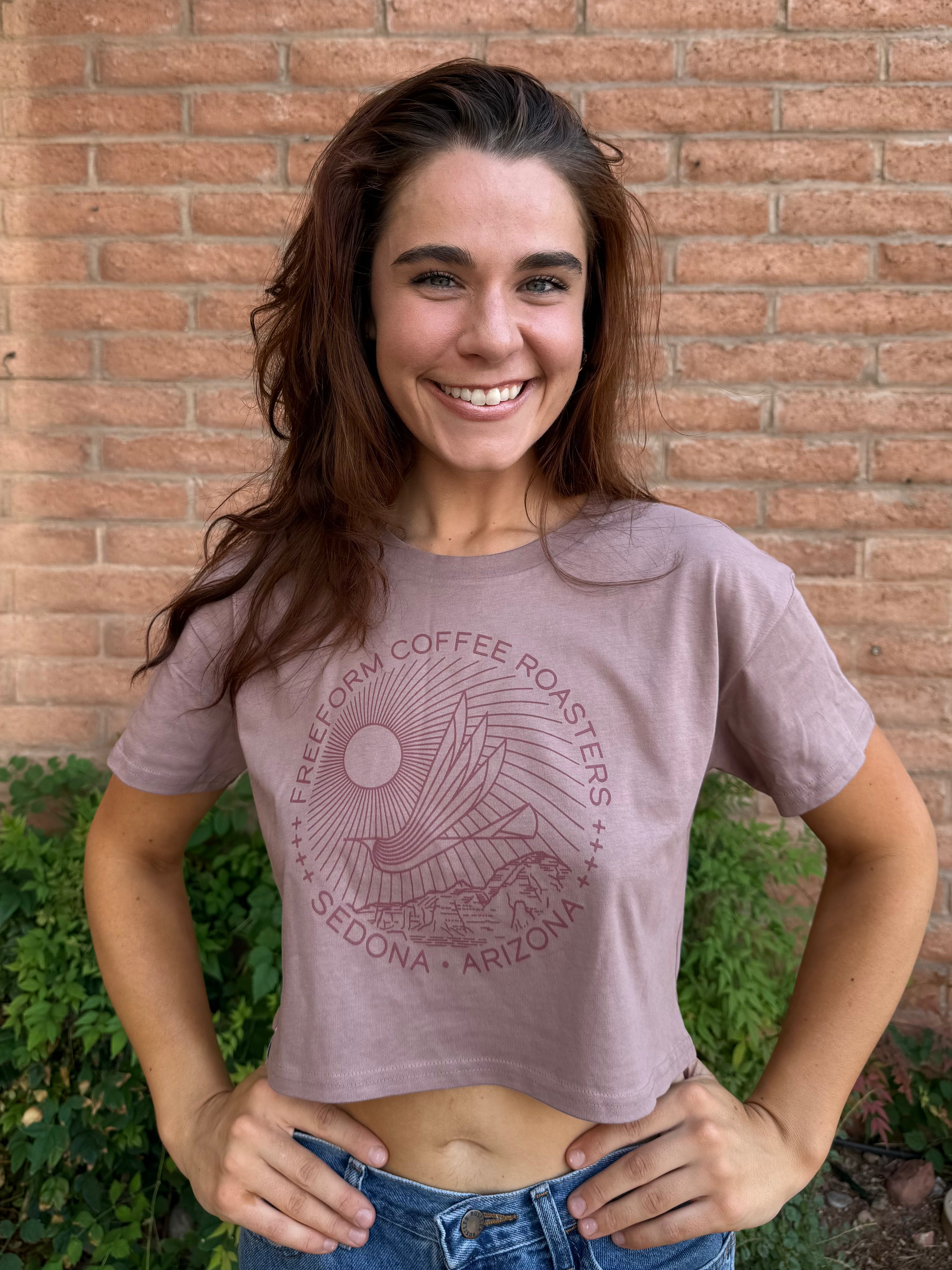 FreeForm Crop Bird Tee - Hazy Pink