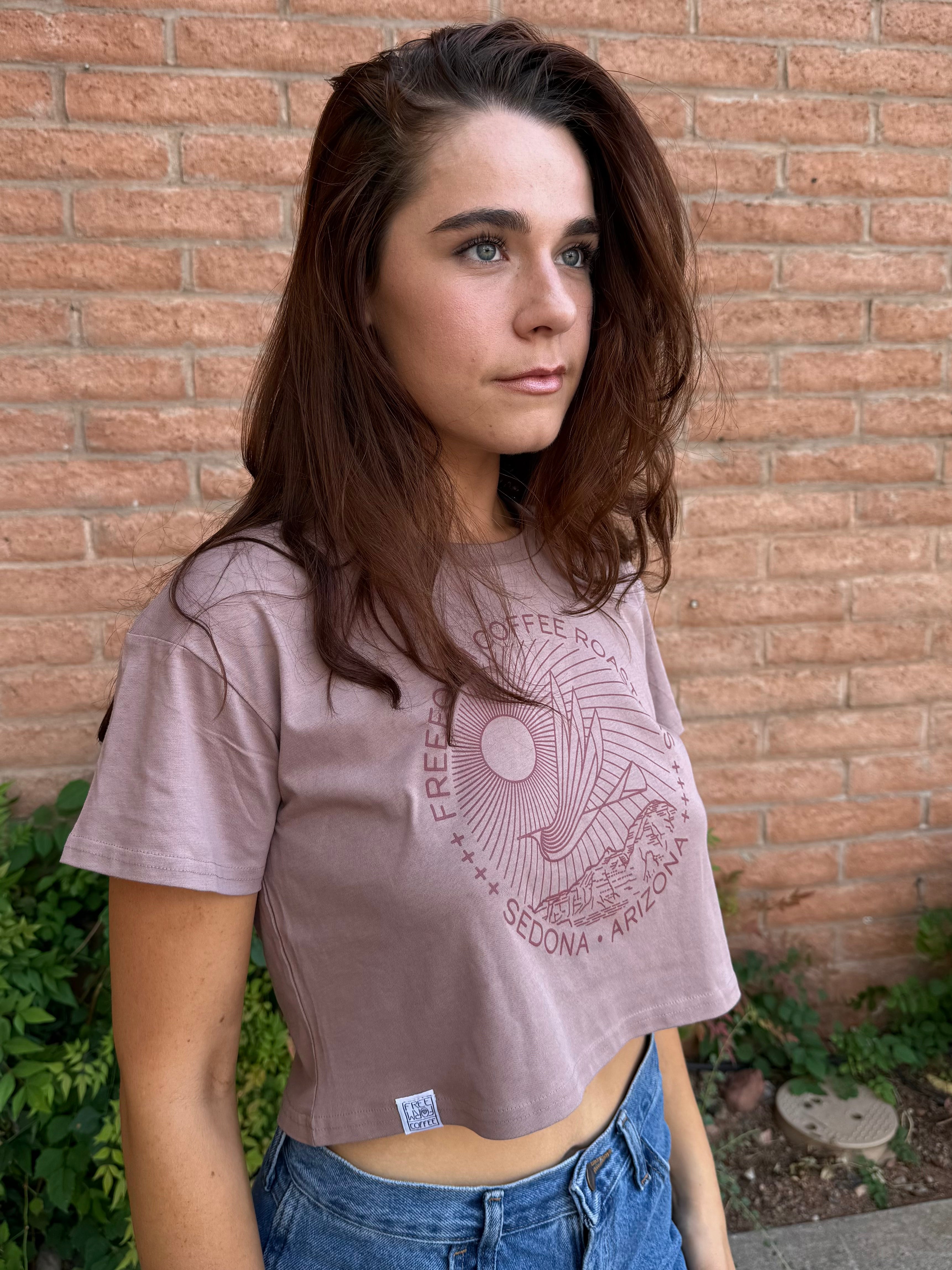 FreeForm Crop Bird Tee - Hazy Pink