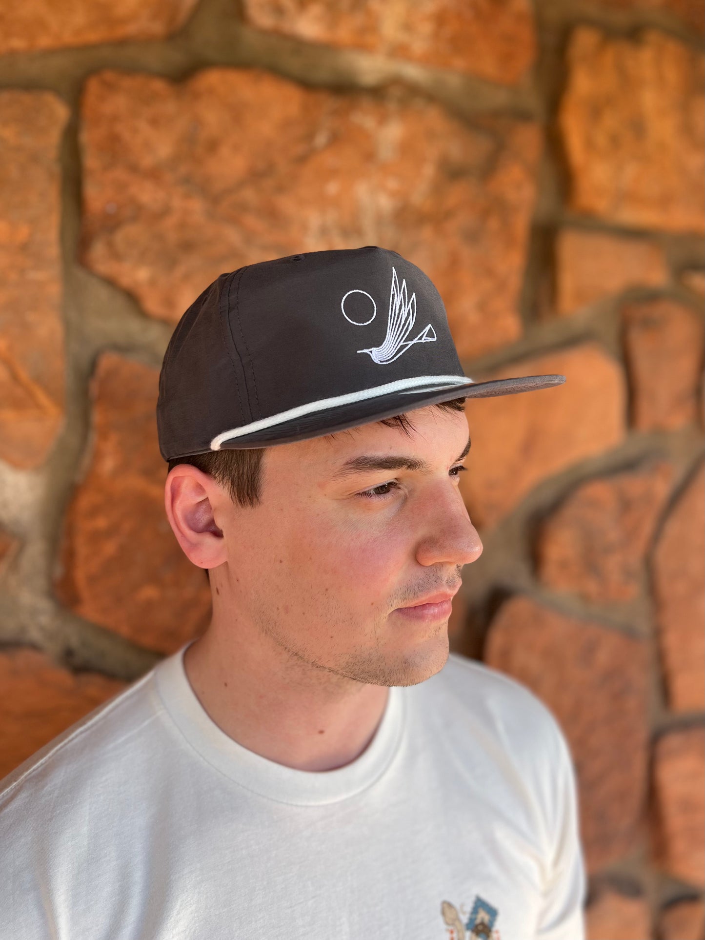FreeForm Embroidered Bird Cap - Charcoal