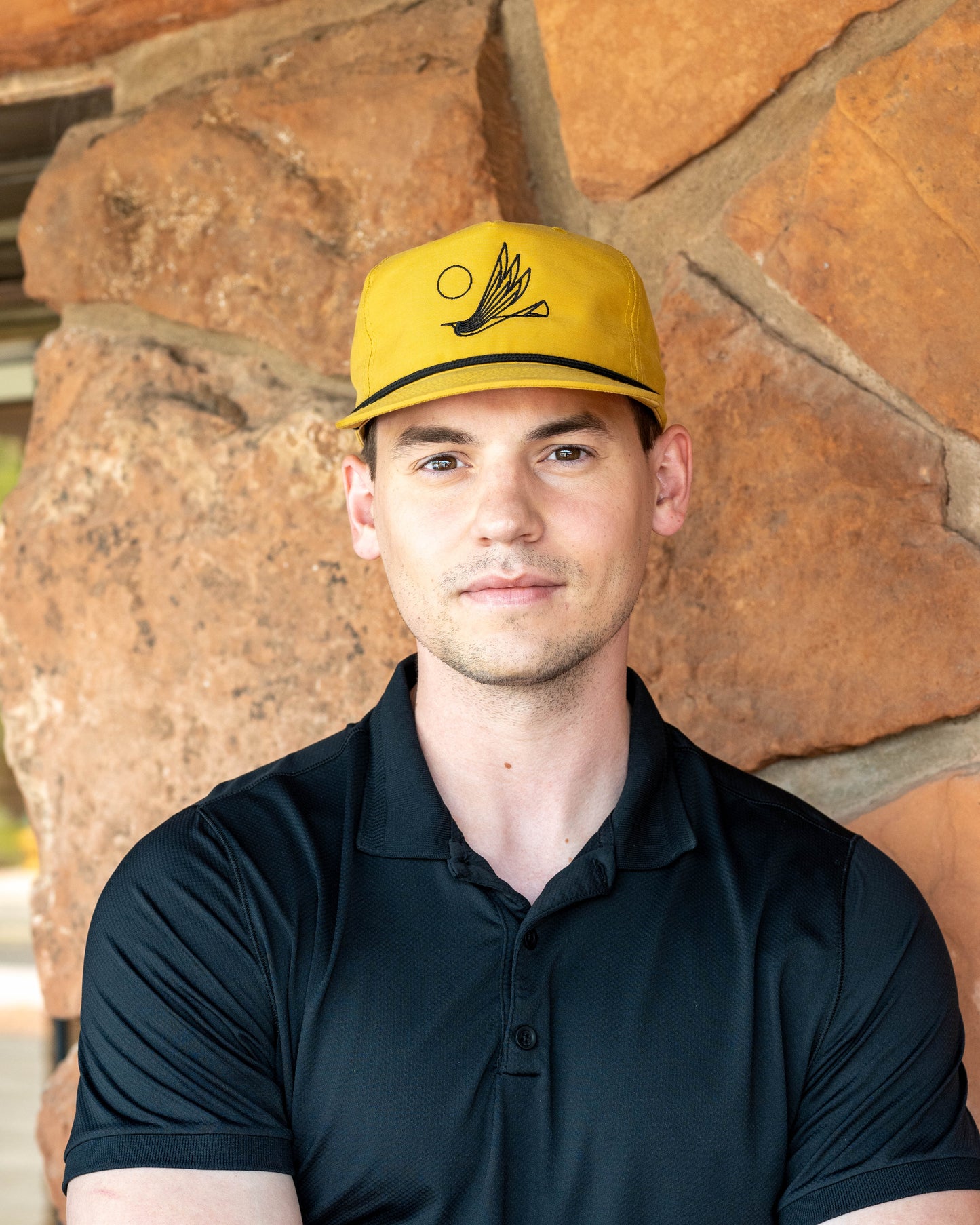 FreeForm Hat - Gold with Black Embroidery