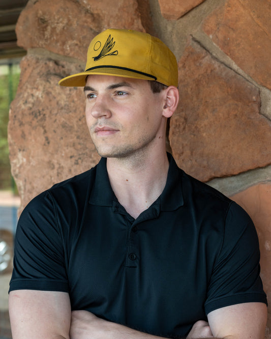 FreeForm Hat - Gold with Black Embroidery